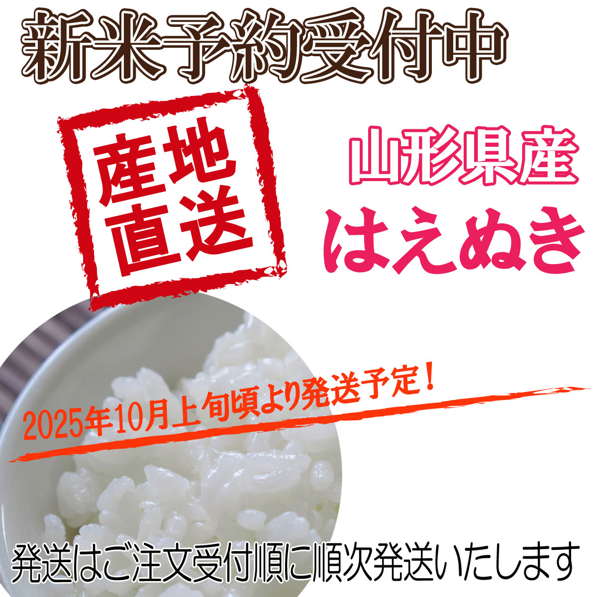 はえぬき 令和7年産 新米 予約受付中 山形県産 白米 5kg 五キロ