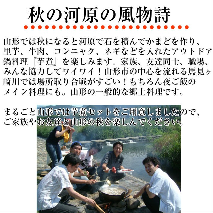 山形市の馬見ヶ崎河原の河川敷で芋煮会を行います