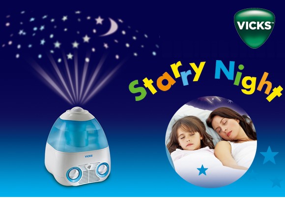 VICKS(ヴィックス)気化式加湿器 星のプロジェクター付き「Model