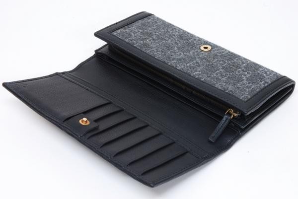GGキャンバス グッチ GG柄ウール レザー 二つ折長財布 269906 グレー
