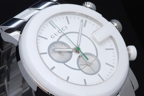 GUCCI（グッチ） YA101345 Gラウンドクロノ 白セラミック メンズ