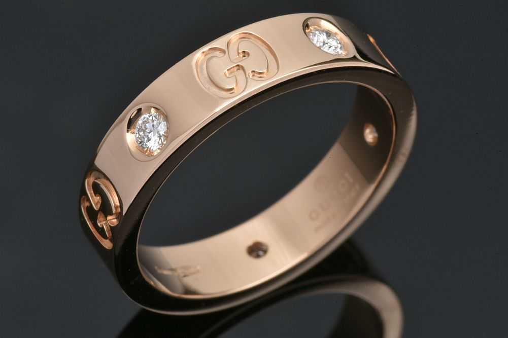 GUCCI（グッチ） アイコン リング 5Pダイヤモンド GGモチーフ K18PG
