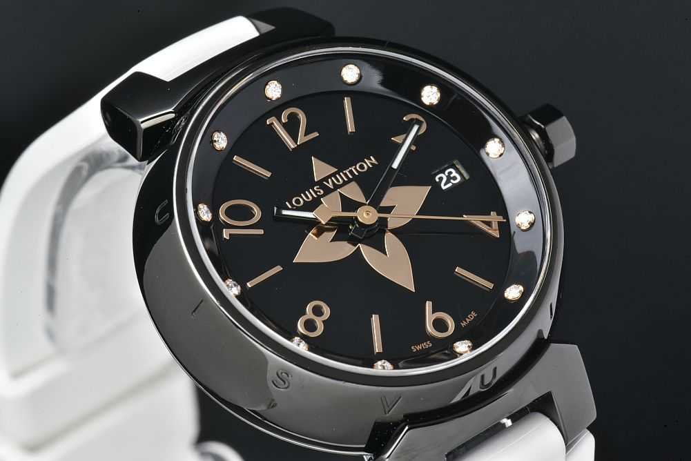 Louis Vuitton ヴィトン タンブールGM 時計ブラック黒 限定 美品 LOUIS VUITTON ヴィトン QA047Z タンブール オールブラック PM