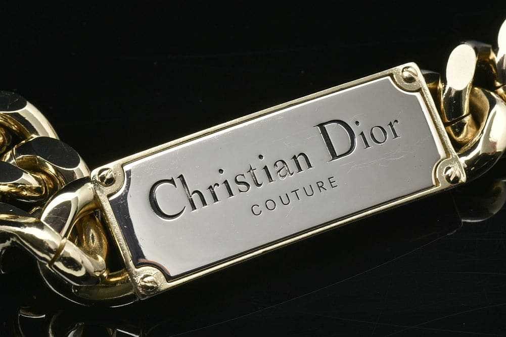 DIOR ★ ロゴ エナメルディテール付き 真鍮 ネックレス Christian Dior ディオール ロゴプレート チェーンリンク