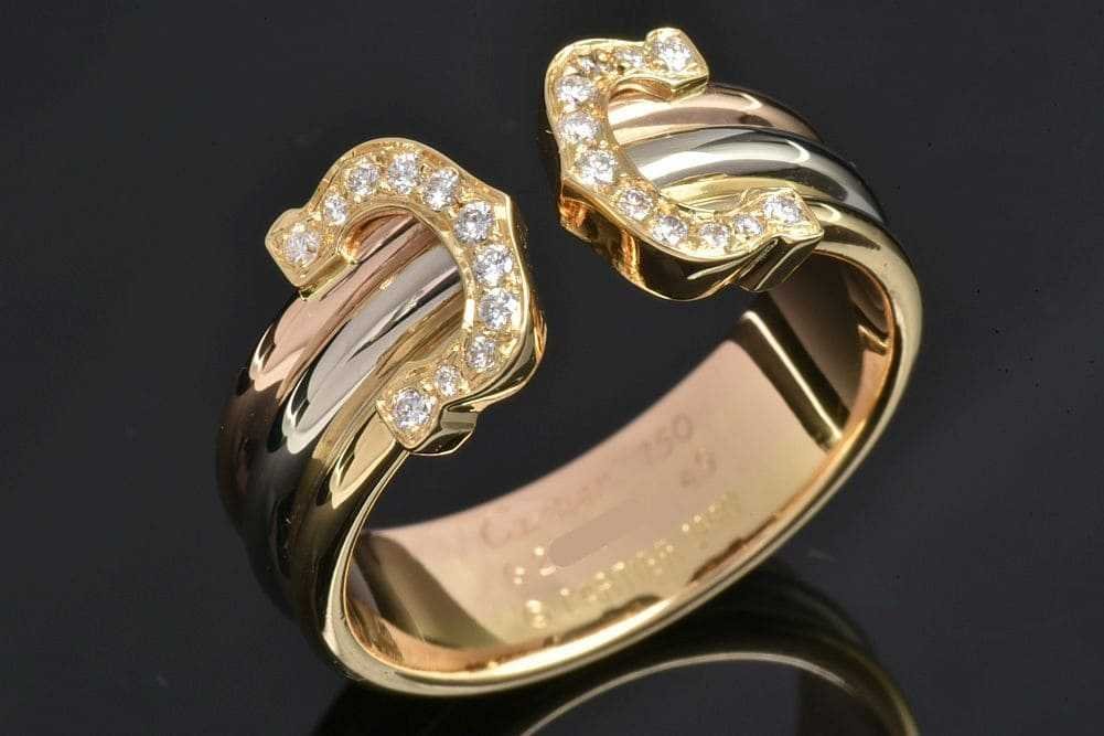 カルティエ　スリーカラーK18ダイヤモンド 2C ドゥーブルC リング 楽天市場】【Cartier】カルティエ リング ダイヤ 2C ドゥーブルC