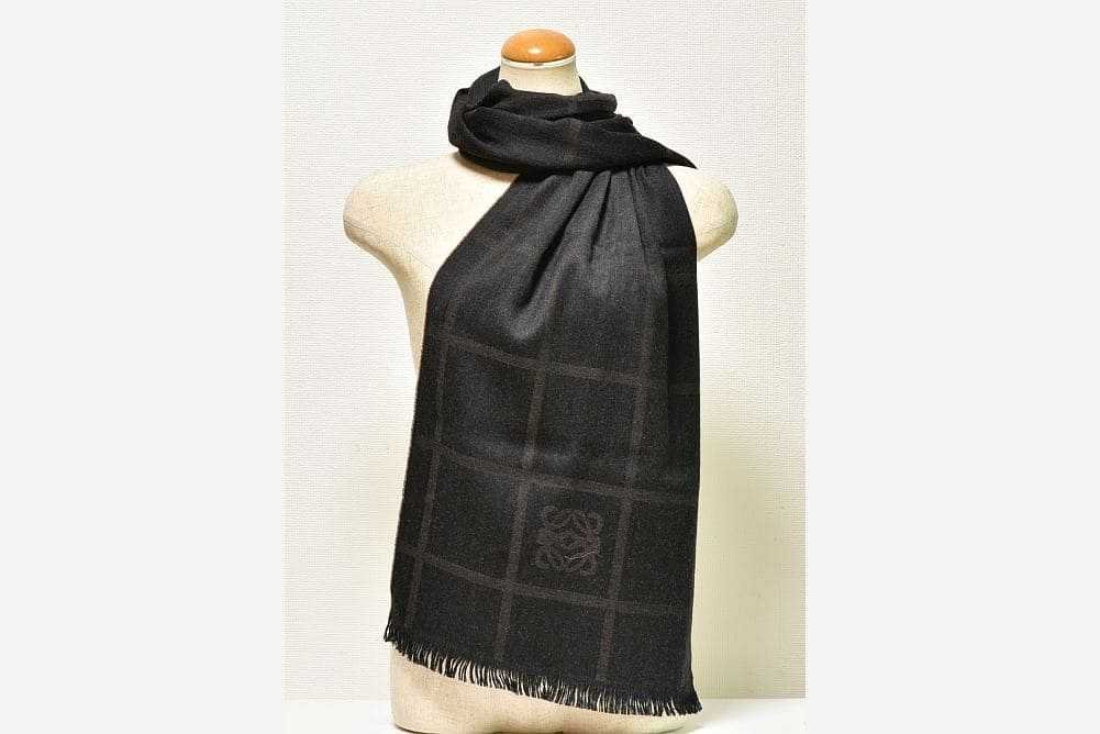 LOEWE（ロエベ） アナグラム マフラー ストール ウール チェック柄