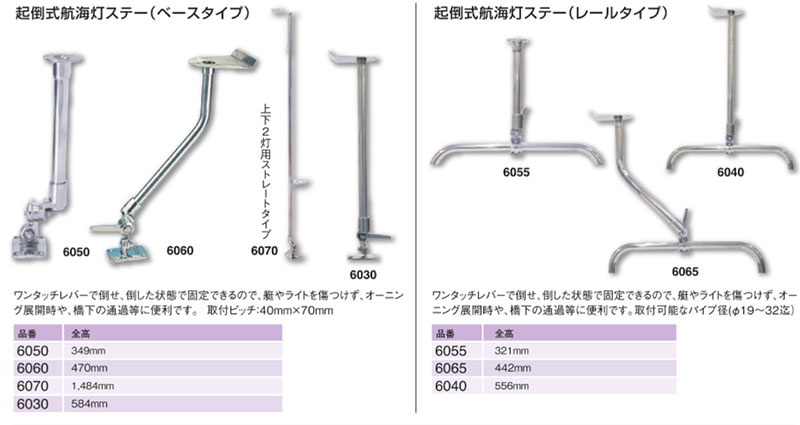 REGAR リガーマリン起倒式航海灯ステーM（全高470mm） 6060 : 6060 : ボート マリン用品 YAMAHA FUJITA - 通販  - Yahoo!ショッピング