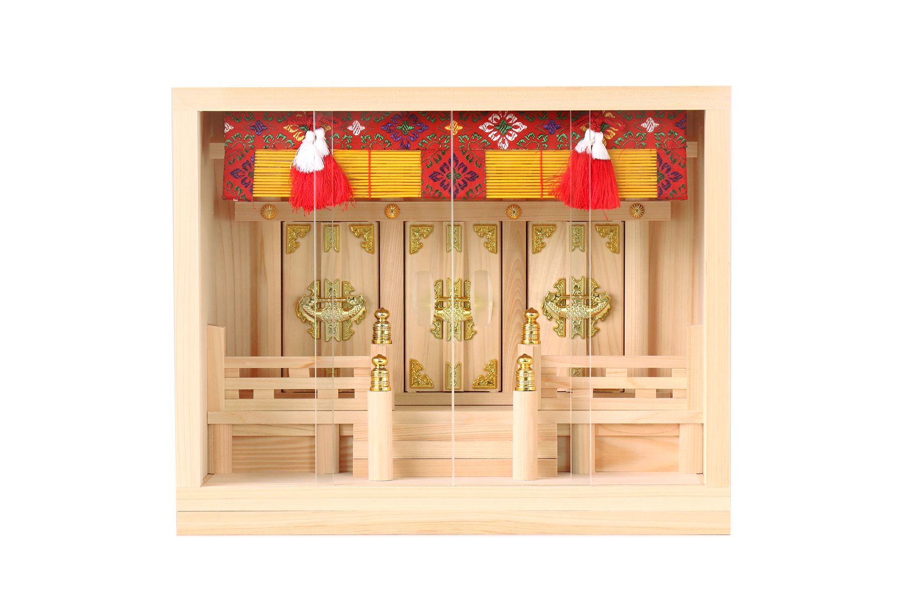 神棚 神具 仏具 やまこう 神棚 箱宮 三社 壁掛け 13号 特小サイズ 御簾