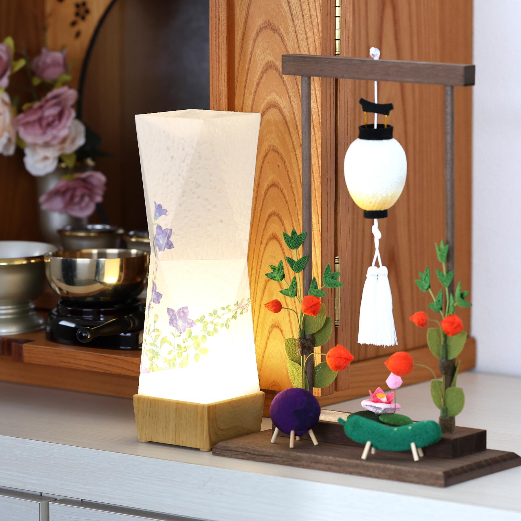 盆提灯 初盆 新盆 ちりめん細工 大サイズ お盆飾りセット 精霊馬セット