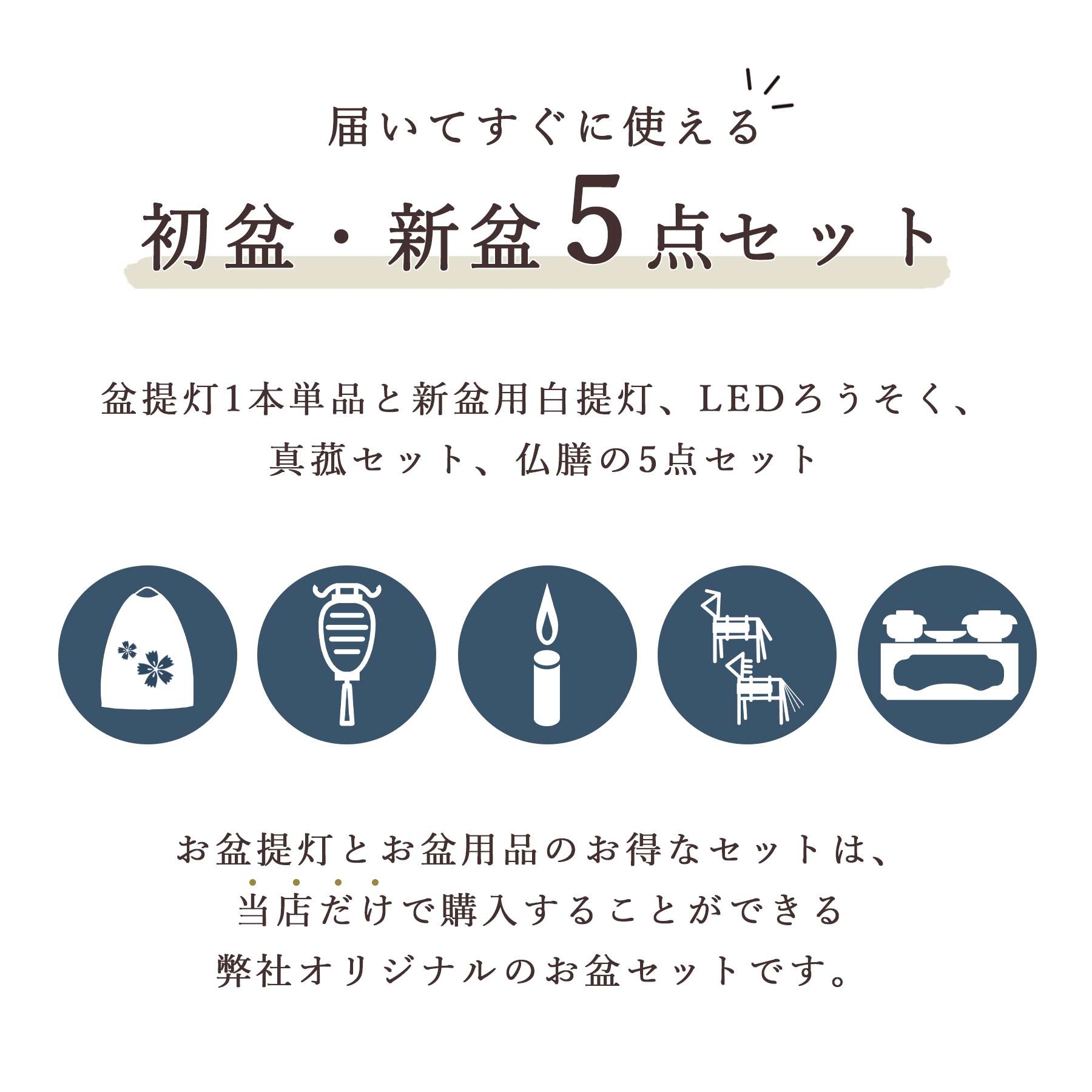 初盆セット 新盆セット 盆提灯 5点 セット 夏あかり・岐阜シリーズ 花