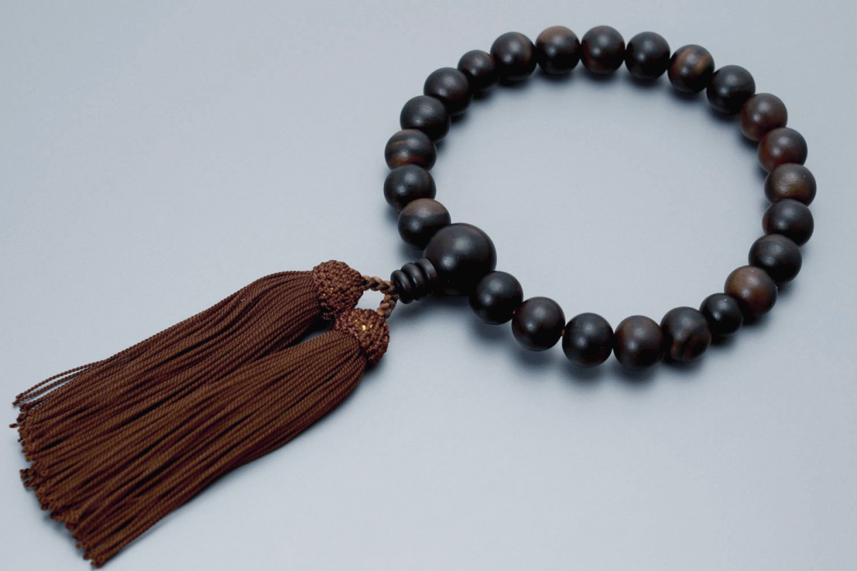 数珠 念珠 男性用 ブレスレット 京匠の伝統 艶消し縞黒檀22玉 人絹頭房