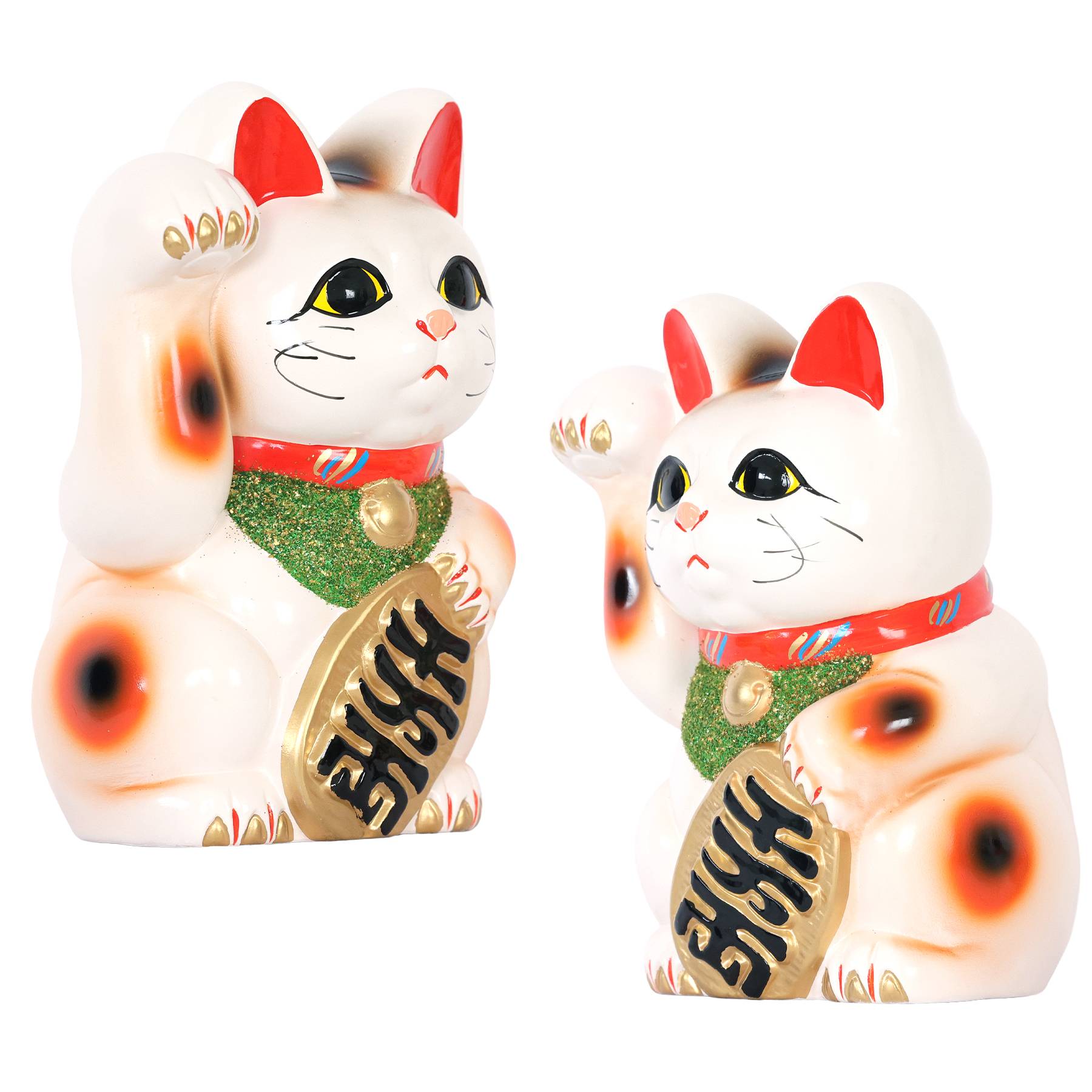 4F 招き猫 貯金箱 常滑焼 陶器 置物 縁起物 レトロ 飾り インテリア 招き猫 常滑焼 貯金箱 白 6号 18.5cm 選べる右手 左手 陶器製 開運