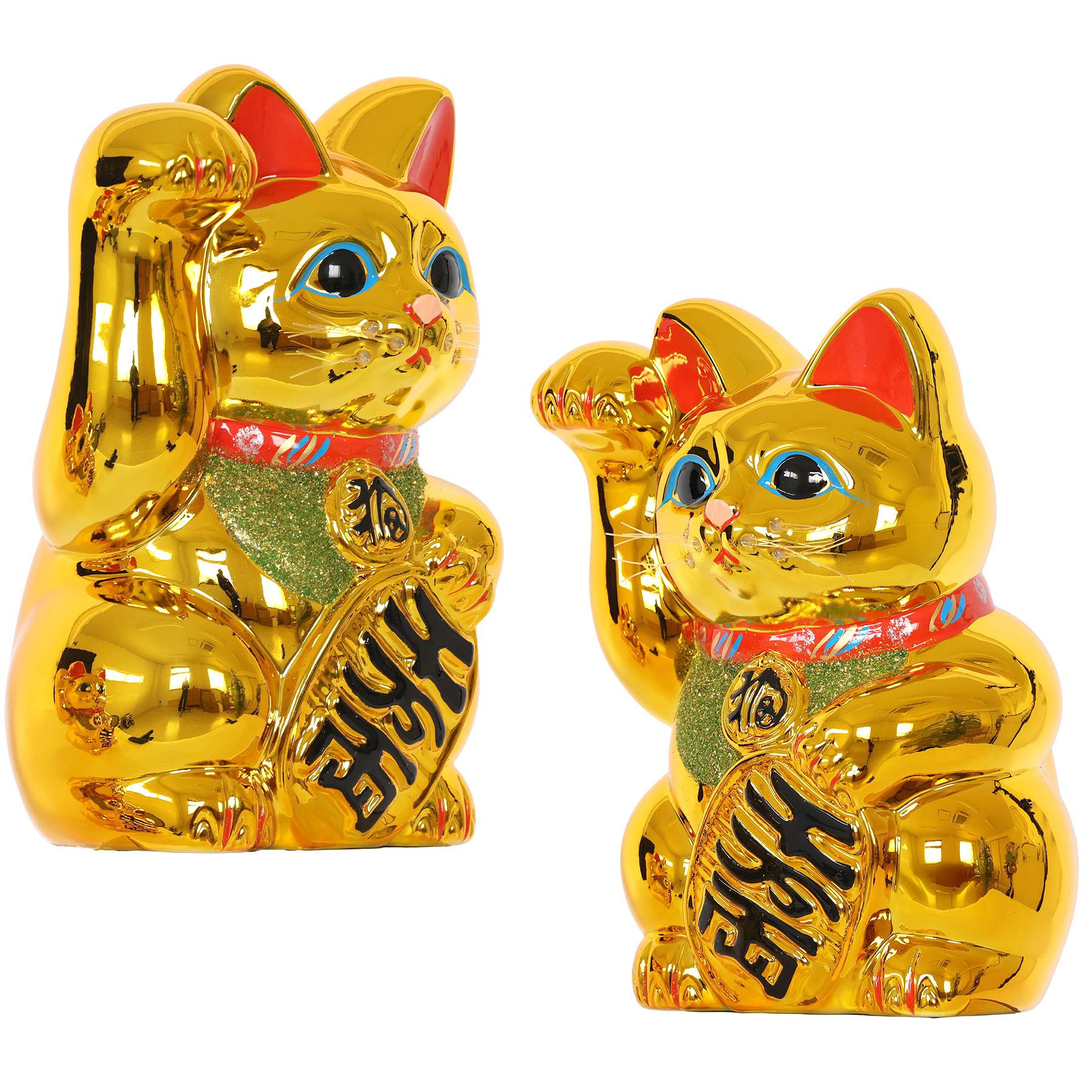招き猫 常滑焼 貯金箱 金 8号 24.3cm 選べる右手 左手 陶器製 開運