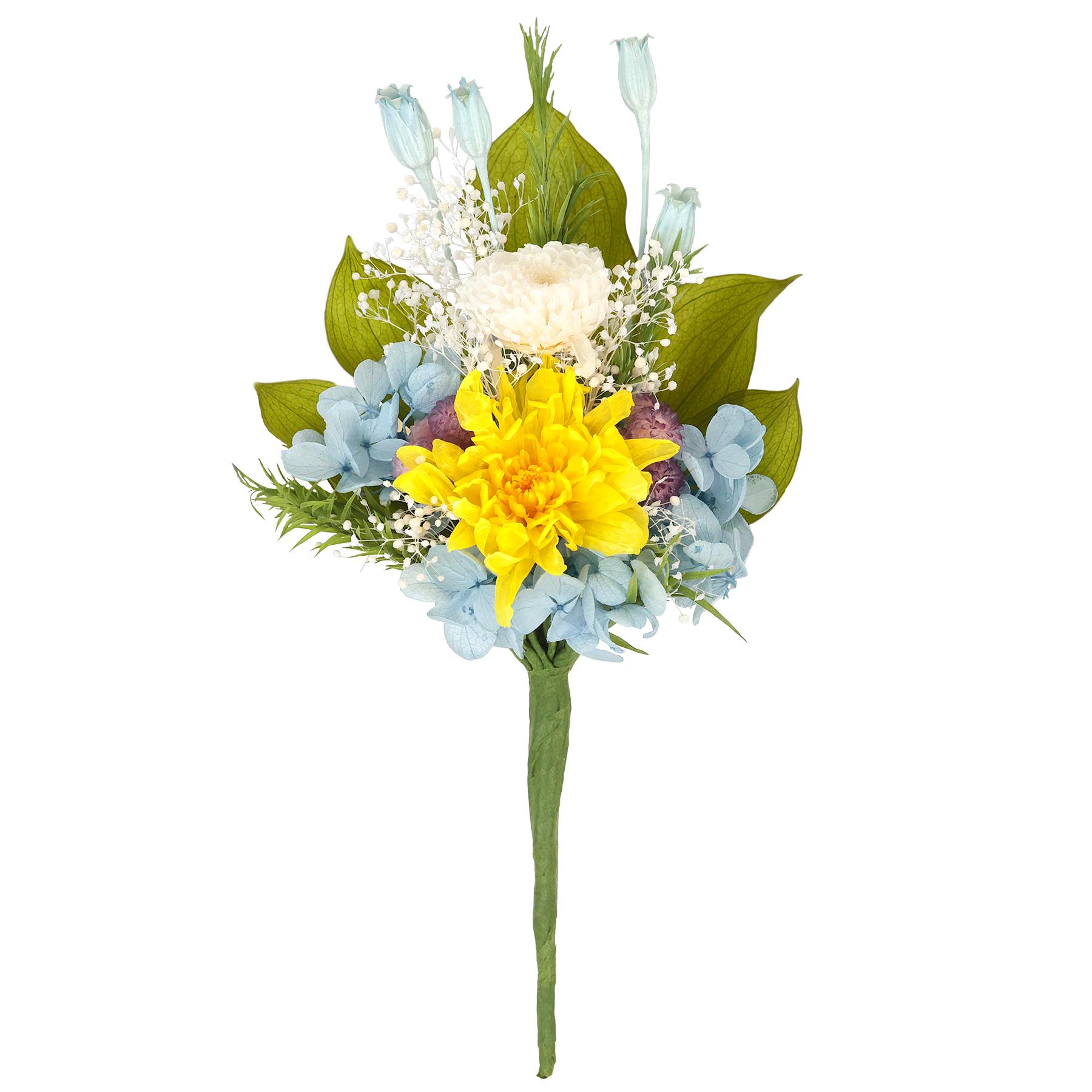 仏花 一束 ミニ プリザーブド仏花 お供え 花束 仏壇用 モダン ブルー