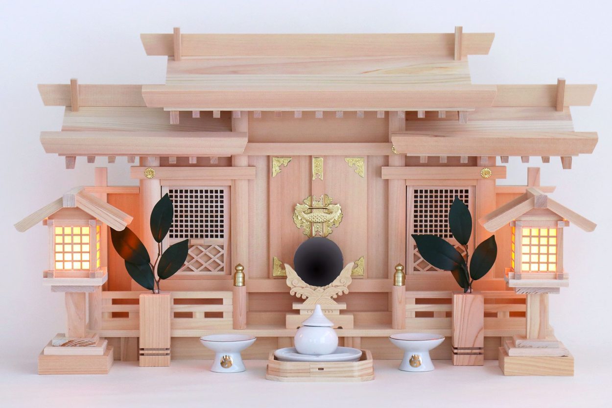 神棚 神具 仏具 やまこう 美・木曽ひのき 格子の扉 三社 モダン 神棚 神具 仏具 やまこう 美・木曽ひのき 格子の扉 三社 モダン