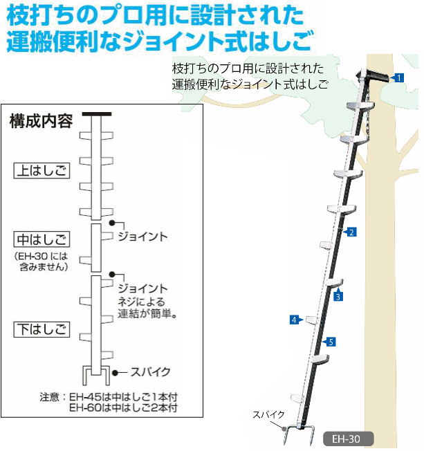 長谷川工業 林業用 枝打ちはしご EH-60 全長 6.07m/有効長 5.92m 