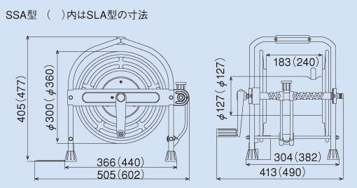 ハタヤ ステンノホースリール SSA-20P20m耐圧ホース・レバーノズル付