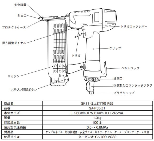 特売商品】SK11 エア仕上釘打機 SA-F55-Z1 仕上釘・超仕上釘兼用タイプのエア仕上釘打機 :fujiwara-sk11-sa-f55-z1:山蔵屋!ショップ  通販 