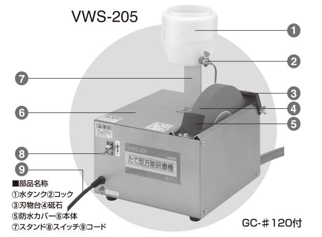 SK11 縦型万能研磨機(水研用) VWS-205 各種家庭用刃物・園芸用刃物の水
