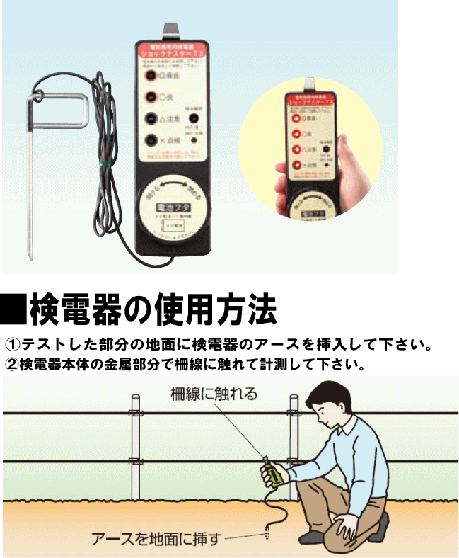 末松電子 電気柵用 検電器 ショックテスターt3 農業関連用品 電気柵 電気柵備品部材 山蔵屋