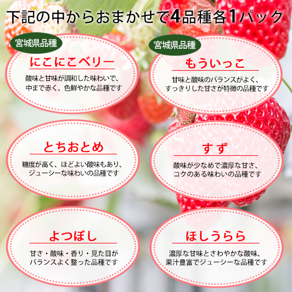 4品種のいちご