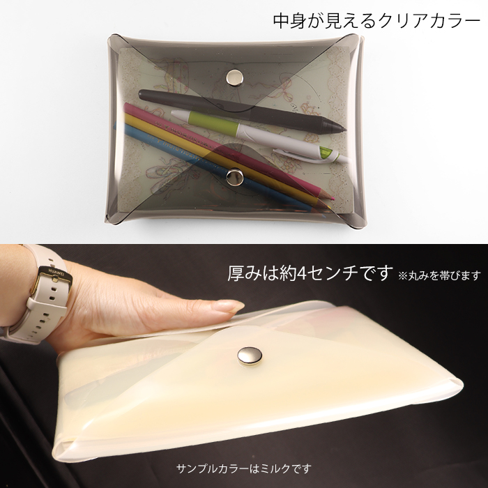 きゃんべる様♥️オーダーページ　フラットポーチ両面パネル7点 4方向から開けられる クリアポーチ グリーン| B6トラベルポーチ