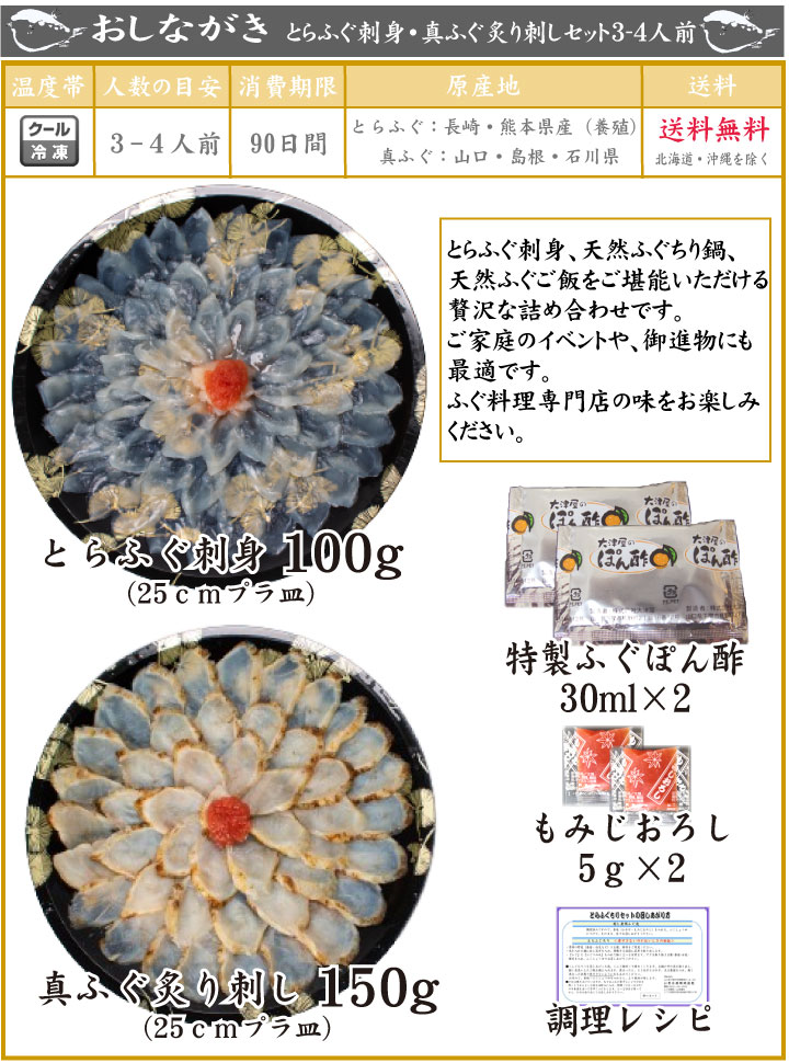 とらふぐ刺身・真ふぐ鍋・ご飯セット2-3人前商品詳細