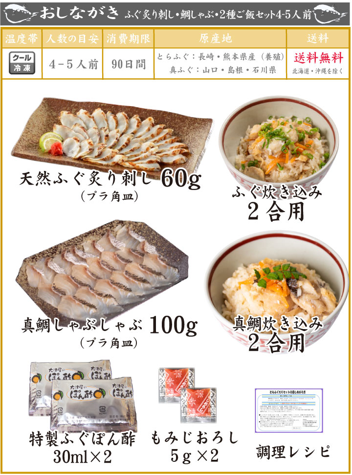 とらふぐ刺身・真ふぐ鍋・ご飯セット2-3人前商品詳細