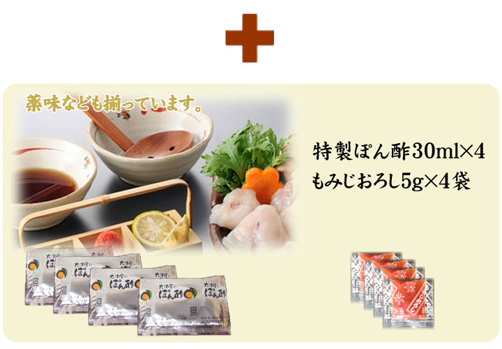 とらふぐ刺身・真ふぐ鍋・ご飯セット2-3人前、こだわり薬味
