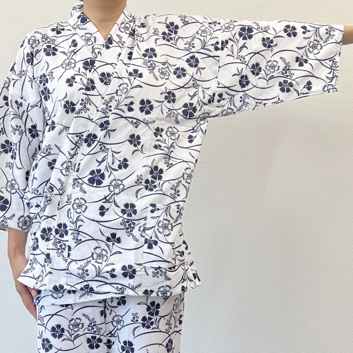 ガーゼ 作務衣 寝巻き 女性 日本製 綿100% 二重ガーゼ ズボン LL