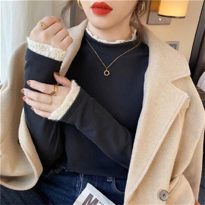 tシャツ ロンT ニット セーター 袖レース レディース トップス 長袖 春服 カットソー 重ね着 レイヤード ブラウス インナー おしゃれ ゆったり | ブランド登録なし | 01