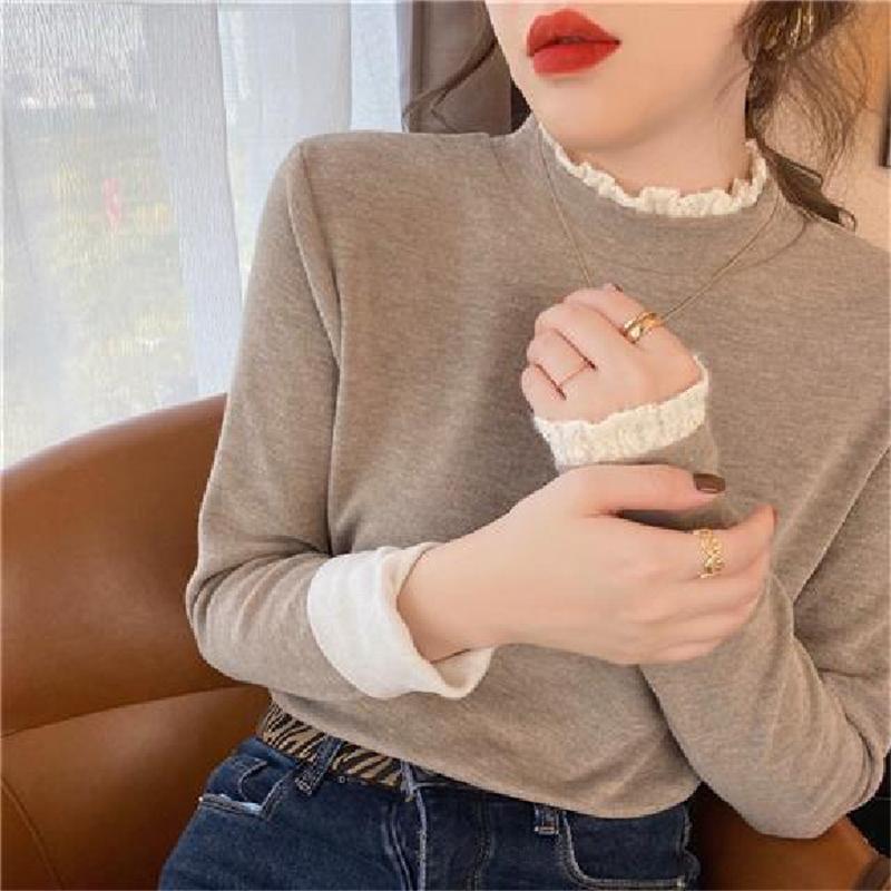 tシャツ ロンT ニット セーター 袖レース レディース トップス 長袖 春服 カットソー 重ね着 レイヤード ブラウス インナー おしゃれ ゆったり | ブランド登録なし | 03