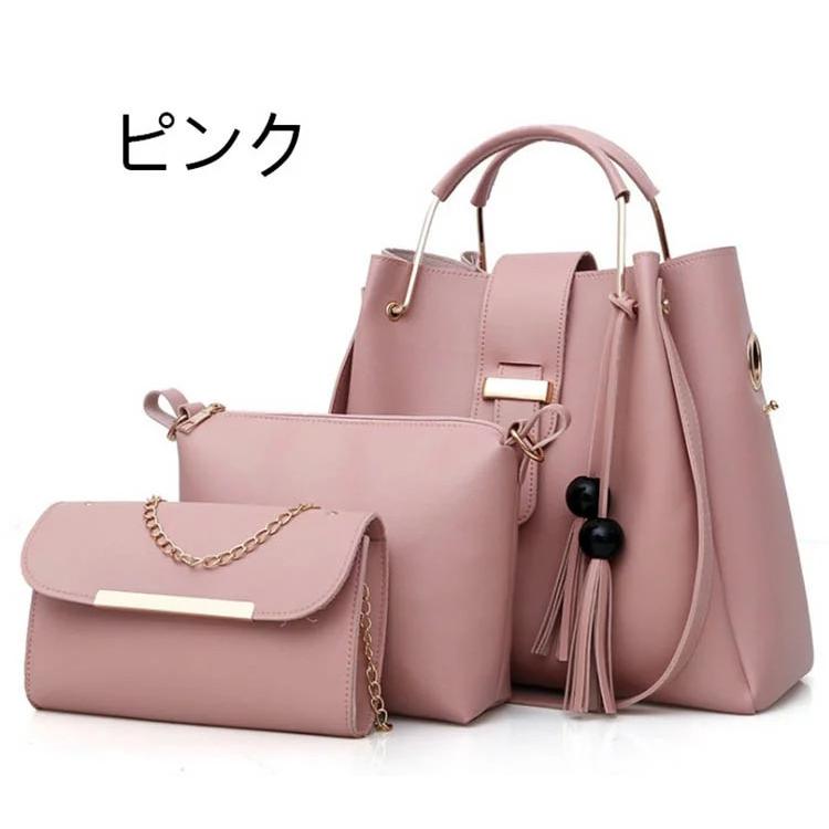ショルダーバッグ レディース 2way 3点セット トートバッグ 肩掛け 手提げ 親子バッグ 大容量 PU  大人 おしゃれ 鞄 通勤 OL ママ | ブランド登録なし | 02