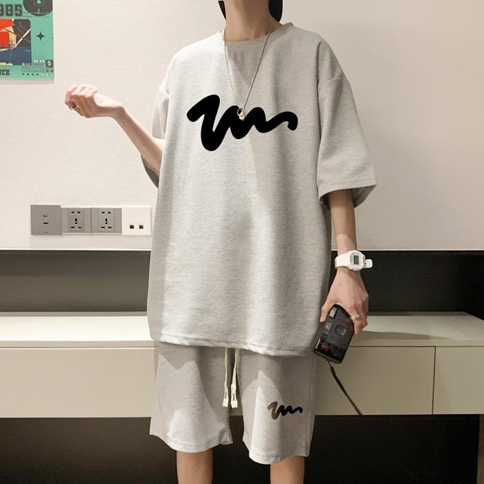 上下セット メンズ ゆったり ハーフパンツ Tシャツ 半袖 夏 韓国 セットアップ ファッション ビッグTシャツ 上下 ショートパンツ | ブランド登録なし | 04