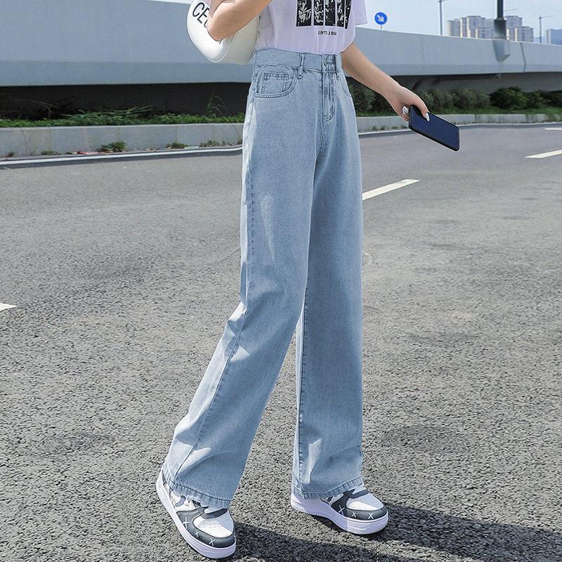 デニムパンツ ストレート ワイドパンツ カジュアル 体型カバー 快適 脚長効果 春 夏 着痩せ ロング 大きいサイズ 通勤 通学 | ブランド登録なし | 01