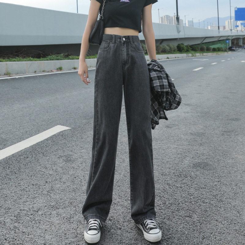 デニムパンツ ストレート ワイドパンツ カジュアル 体型カバー 快適 脚長効果 春 夏 着痩せ ロング 大きいサイズ 通勤 通学 | ブランド登録なし | 02