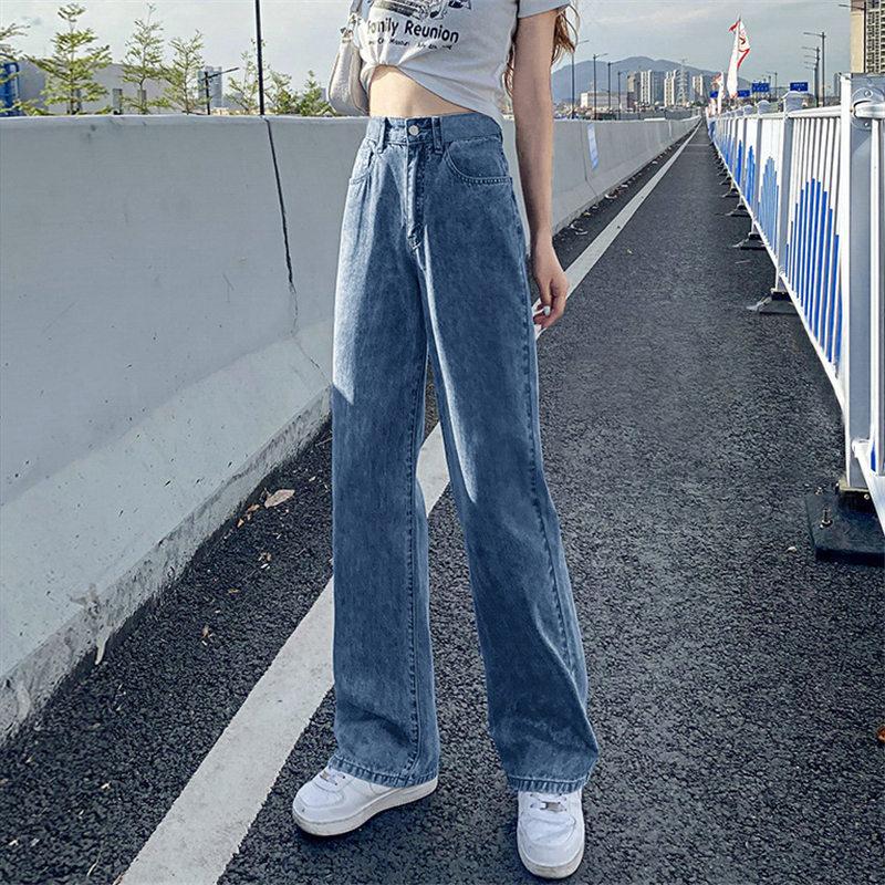 デニムパンツ ストレート ワイドパンツ カジュアル 体型カバー 快適 脚長効果 春 夏 着痩せ ロング 大きいサイズ 通勤 通学 | ブランド登録なし | 03