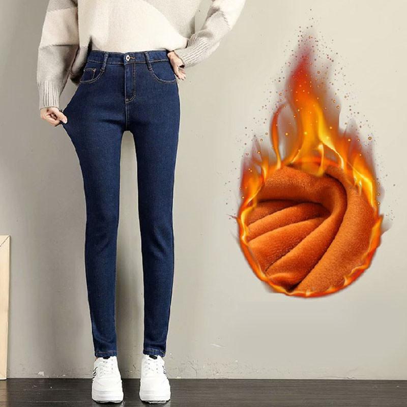 デニムパンツ レディース 裏起毛 パンツ デニム スキニー ハイウエスト カジュアル スリム 着痩せ 暖かい 保温 イベント お出かけ | ブランド登録なし | 01