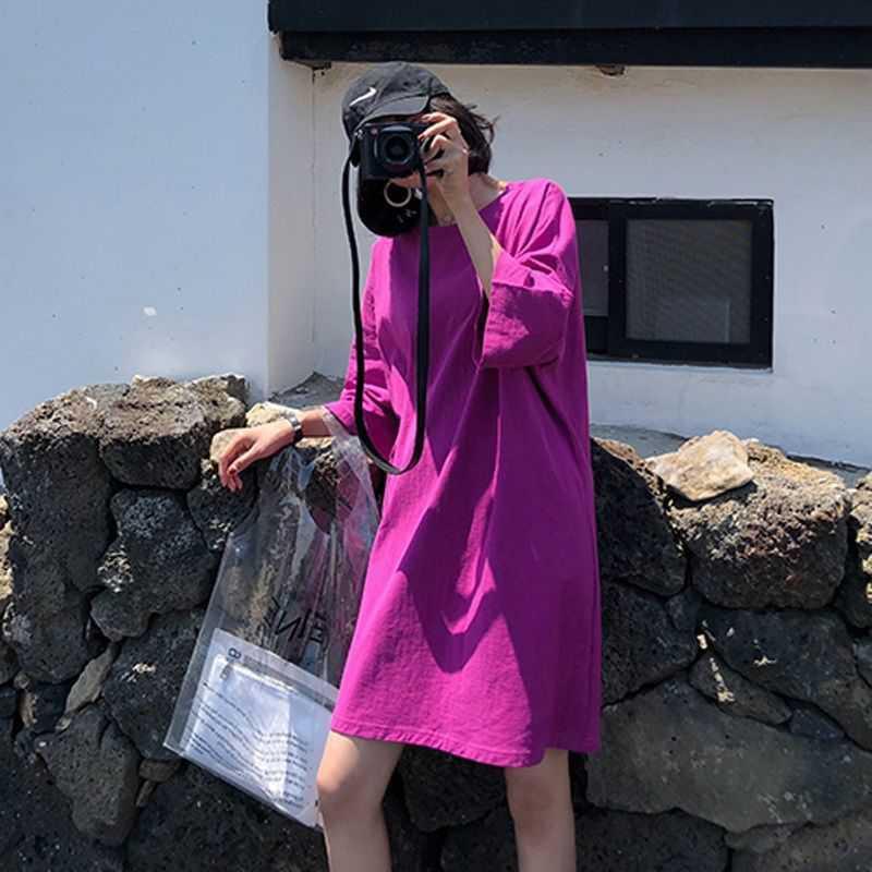 【特価】チュニック ワンピース レディース 半袖 無地 ス ロングTシャツ カジュアル カットソー ゆったり おしゃれ 着痩せ ルームウェア 春夏 | ブランド登録なし | 01