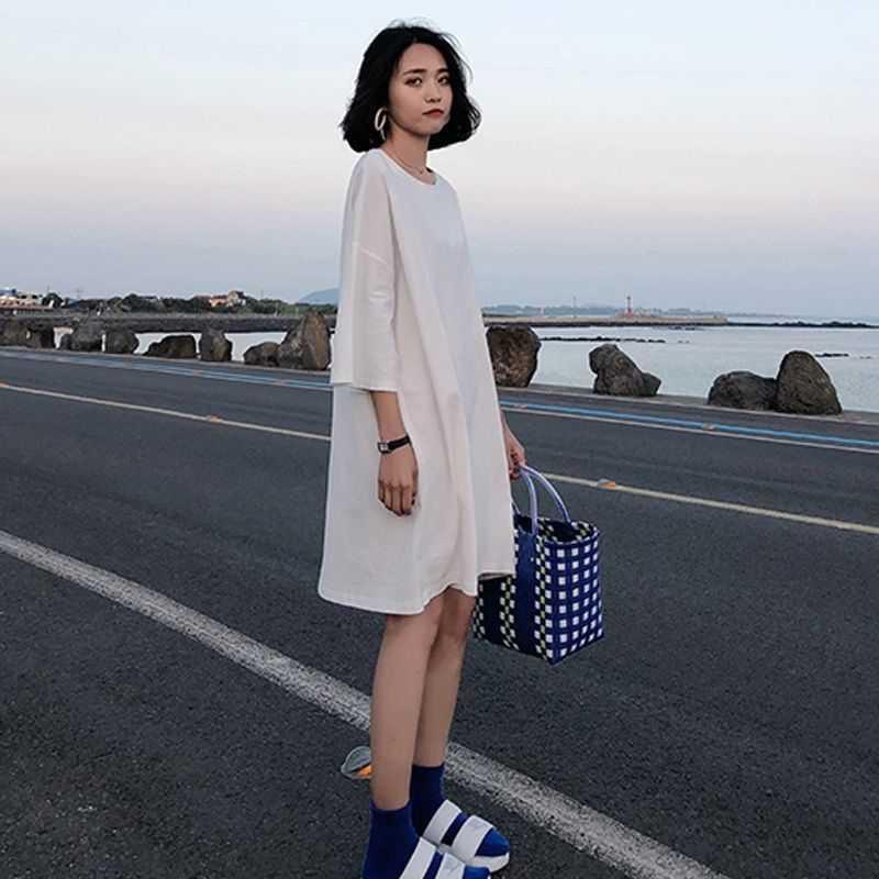 【特価】チュニック ワンピース レディース 半袖 無地 ス ロングTシャツ カジュアル カットソー ゆったり おしゃれ 着痩せ ルームウェア 春夏 | ブランド登録なし | 03