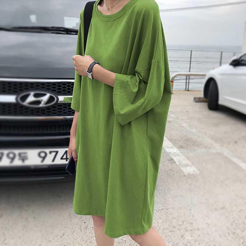 【特価】チュニック ワンピース レディース 半袖 無地 ス ロングTシャツ カジュアル カットソー ゆったり おしゃれ 着痩せ ルームウェア 春夏 | ブランド登録なし | 05