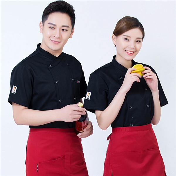 コックコート 飲食店 コック服 ユニフォーム シェフ 半袖 男女兼用 調理士 コックジャケット 調理服 仕事着 厨房服 長袖 白 黒 料理人 制服 | ブランド登録なし | 01