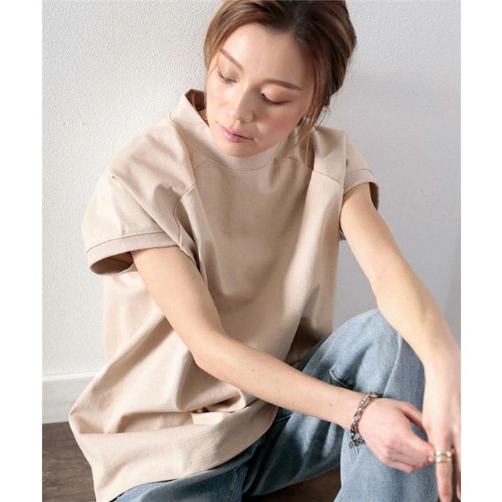 tシャツ レディース 綿 USAコットン 半袖 7色 夏 ゆったり 大きいサイズ きれいめ 大人のモックネックTシャツ ス カジュアル 通勤 | ブランド登録なし | 05