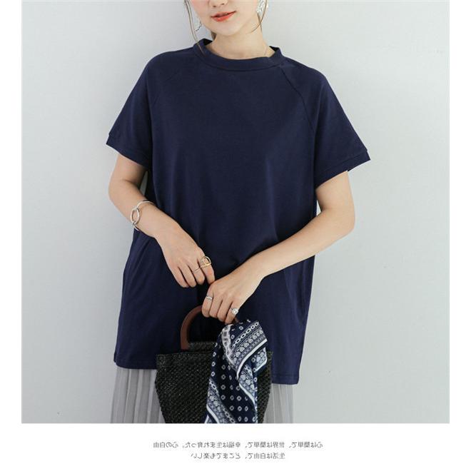 tシャツ レディース 綿 USAコットン 半袖 7色 夏 ゆったり 大きいサイズ きれいめ 大人のモックネックTシャツ ス カジュアル 通勤 | ブランド登録なし | 06