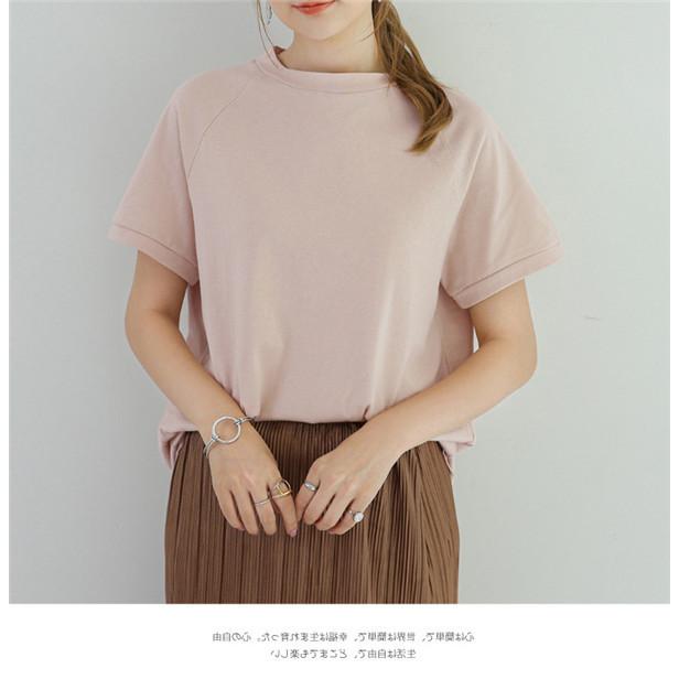tシャツ レディース 綿 USAコットン 半袖 7色 夏 ゆったり 大きいサイズ きれいめ 大人のモックネックTシャツ ス カジュアル 通勤 | ブランド登録なし | 07