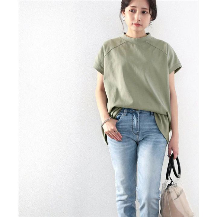 tシャツ レディース 綿 USAコットン 半袖 7色 夏 ゆったり 大きいサイズ きれいめ 大人のモックネックTシャツ ス カジュアル 通勤 | ブランド登録なし | 08