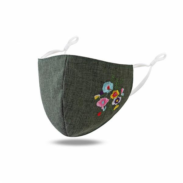 花柄 刺繍風 立体 洗える 厚手 秋冬用 布マスク 大人用 洗濯可能 防風 防寒 布 柄 立体型 可愛い | ブランド登録なし | 04
