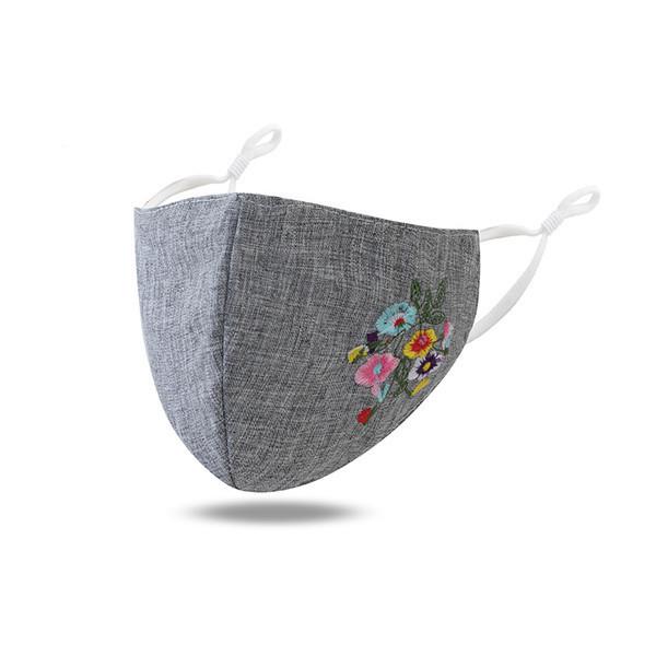 花柄 刺繍風 立体 洗える 厚手 秋冬用 布マスク 大人用 洗濯可能 防風 防寒 布 柄 立体型 可愛い | ブランド登録なし | 07