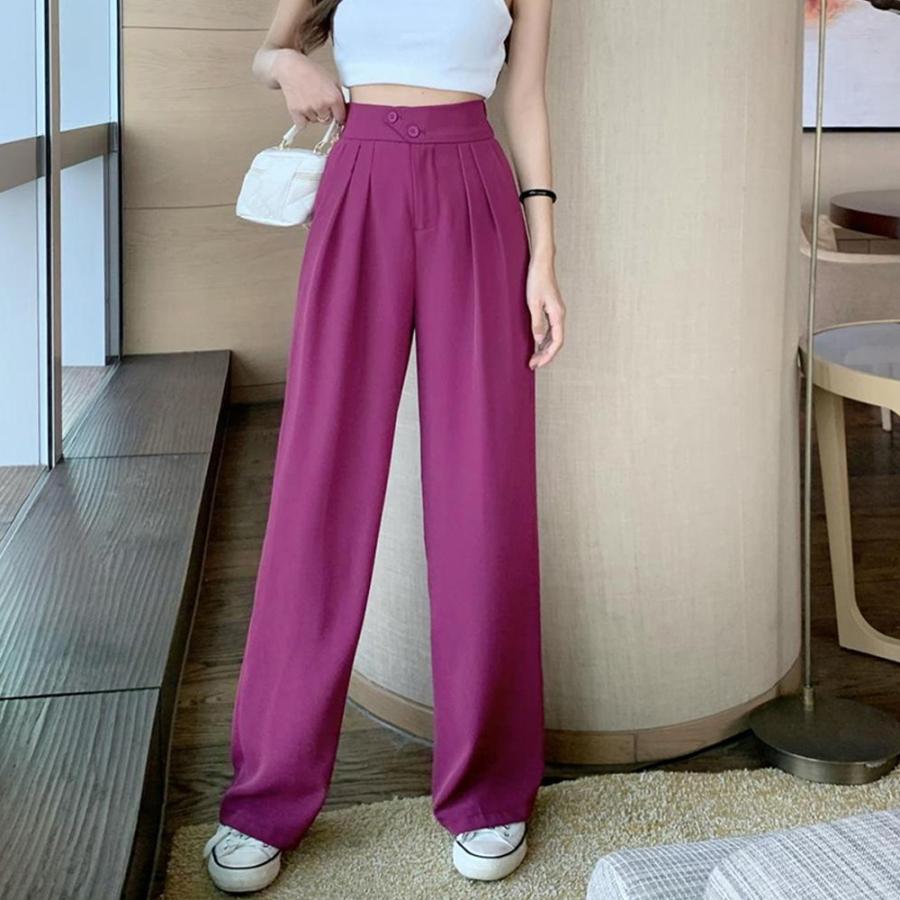 ドレープストレートパンツ レディース美脚 体型カバー 着回し ストレートワイド春 ロングパンツ着やせ 2023 | ブランド登録なし | 03