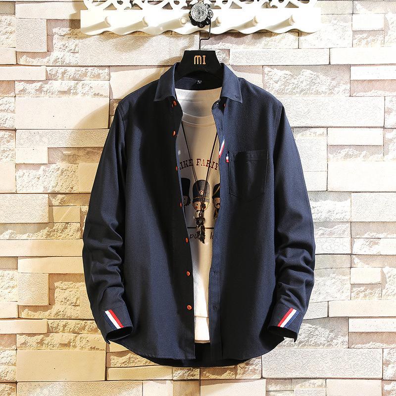 メンズシャツ メンズ 長袖シャツ ボンタンダウン シャツ 無地 袖口ライン 長袖 秋 秋物 秋服  2023 | ブランド登録なし | 05